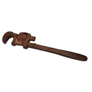 Antique LAKESIDE USA 18” Forged Steel Pipe Wrench Adjustable Plumbing Rustic VTG